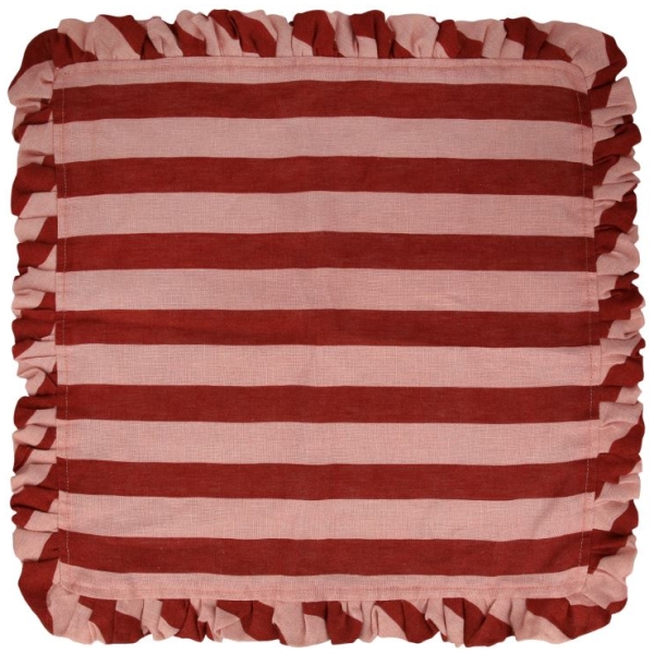 Red & Pink Stripe Ruffle Fabric Napkins