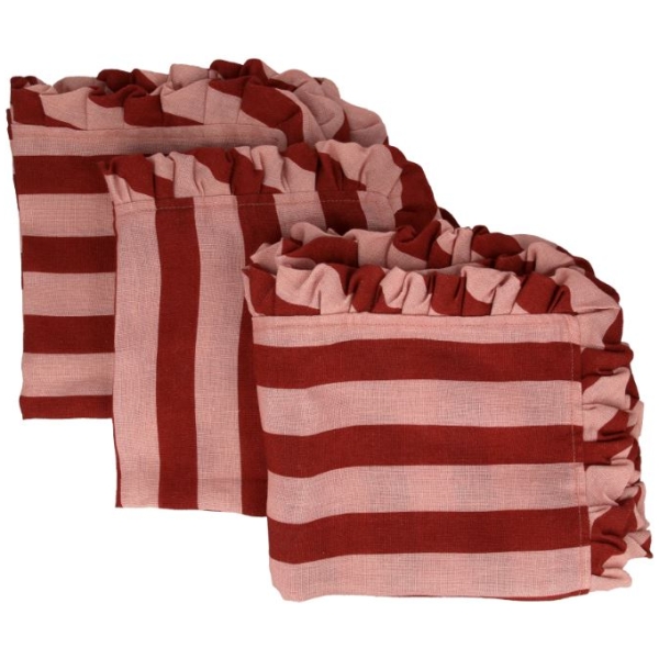 Red & Pink Stripe Ruffle Fabric Napkins - Image 2