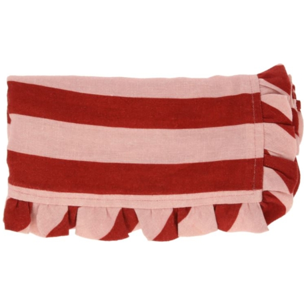 Red & Pink Stripe Ruffle Fabric Napkins - Image 3