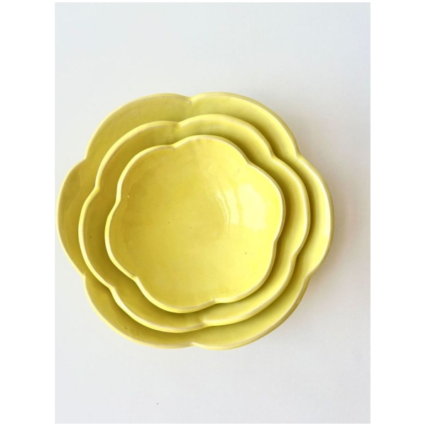 3pc Flower Ceramic Set - Yellow