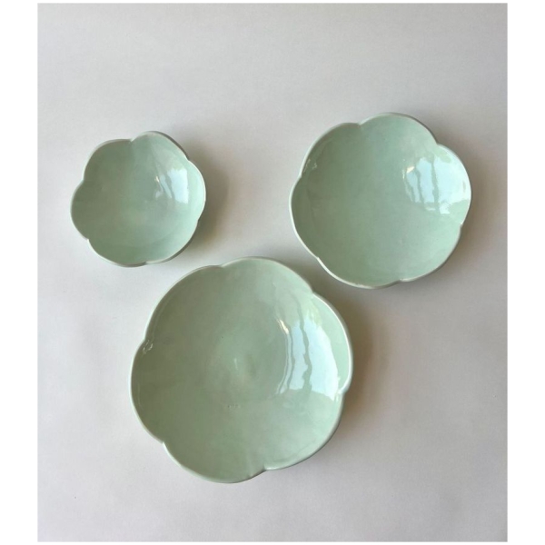 3pc Flower Ceramic Set – Mint - Image 3