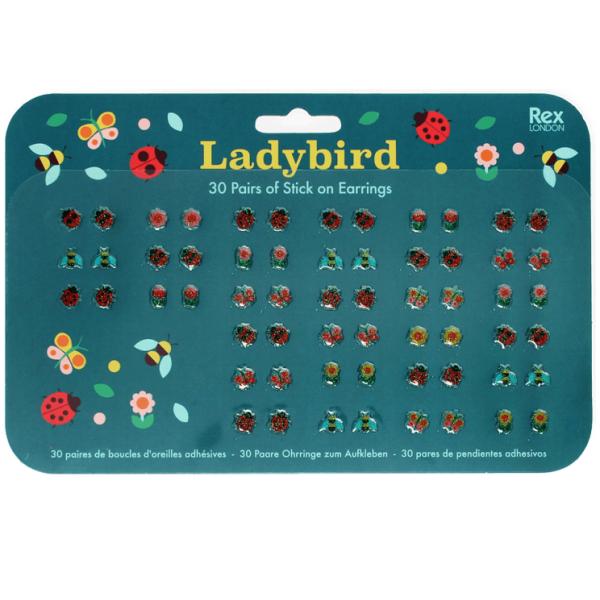 Stick On Earrings (30 pairs) - Ladybird