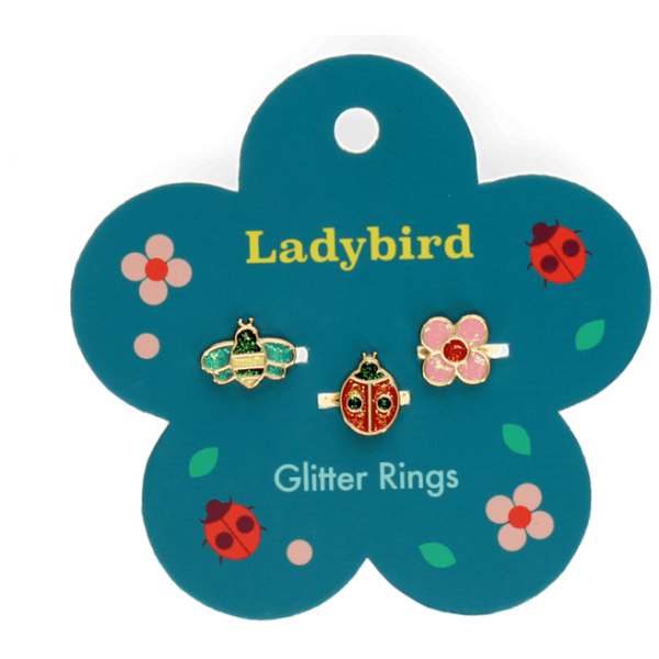 Glitter Rings (set of 3) - Ladybird