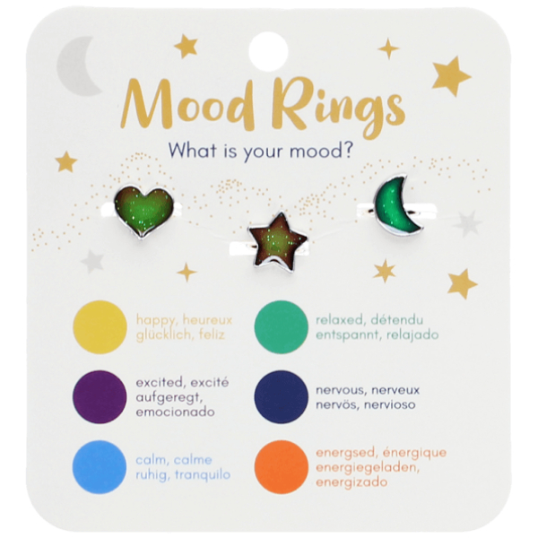 Mood Rings (set of 3) - Heart, Star & Moon