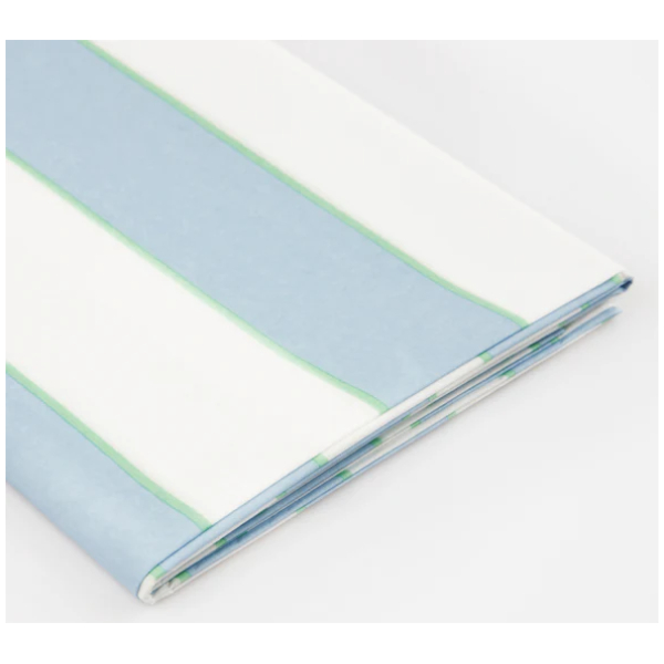 Pale Blue Stripe Paper Tablecloth - Image 3