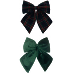 Tartan Agnes Bow Clips - Green