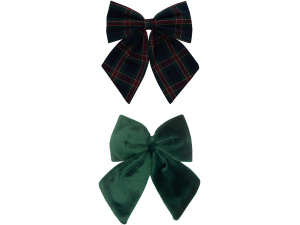 Tartan Agnes Bow Clips - Green