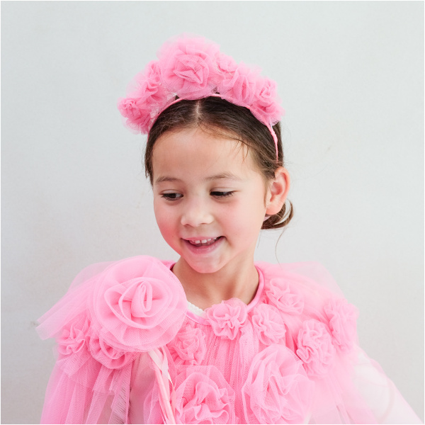 Pink Ruffle Flower Headdress - Image 4