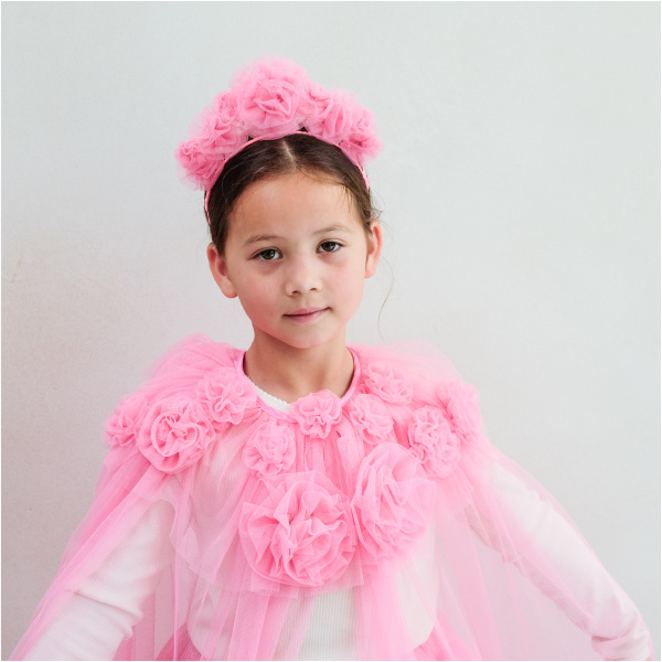 Pink Ruffle Flower Headdress - Image 3