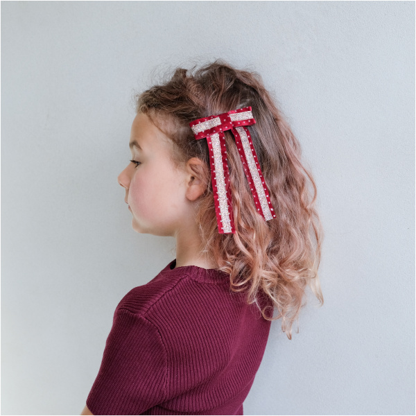 Circus Glitter Bow - Red - Image 3
