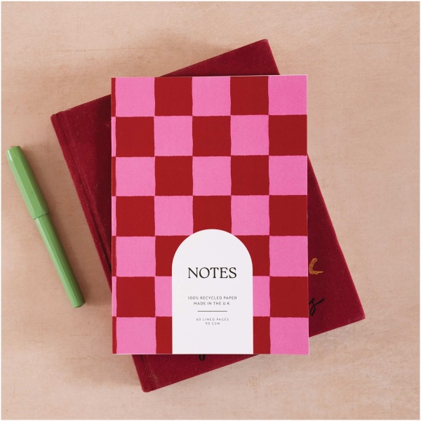 A5 Burgundy Check Notebook - Image 2