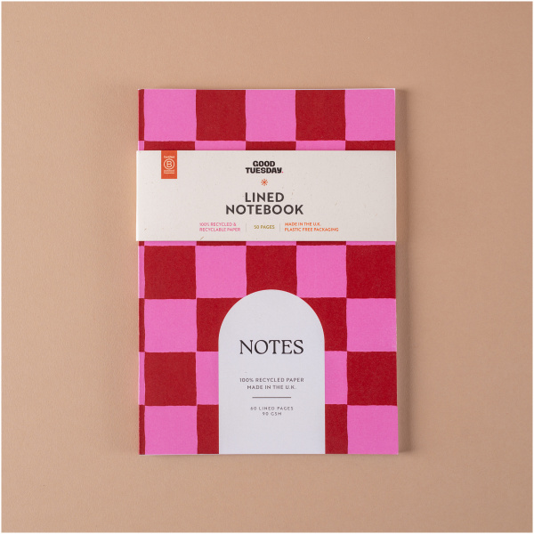 A5 Burgundy Check Notebook - Image 3