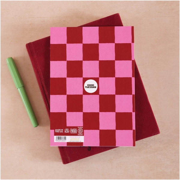 A5 Burgundy Check Notebook - Image 4