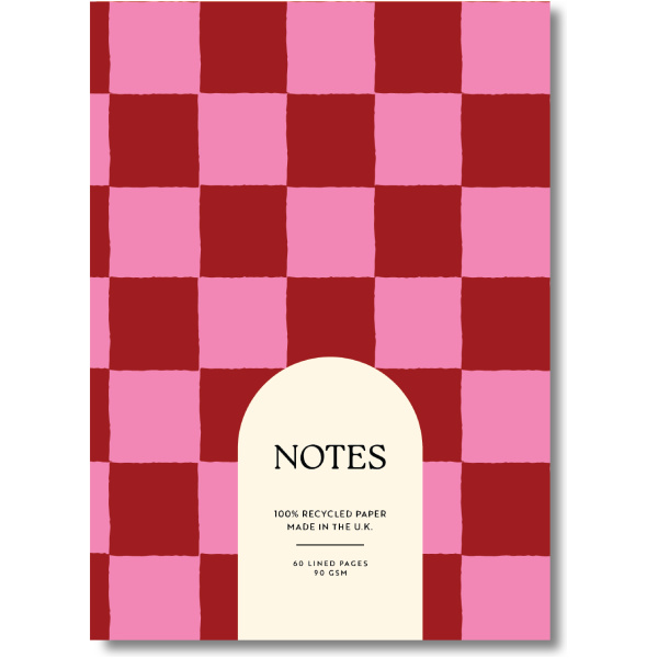 A5 Burgundy Check Notebook