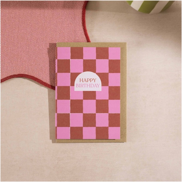 Burgundy Check Birthday Card - Image 4