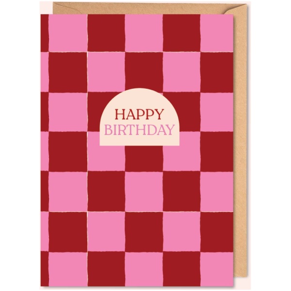 Burgundy Check Birthday Card - Image 3