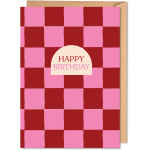 Burgundy Check Birthday Card