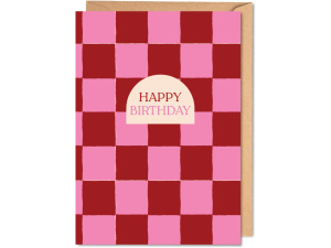 Burgundy Check Birthday Card