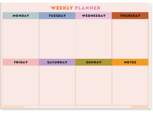 A3 Magnetic Weekly Fridge Planner - Multicolour Grid
