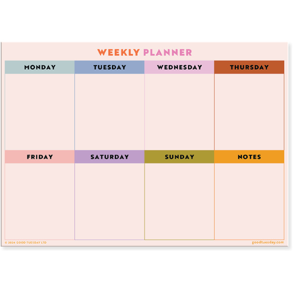 A3 Magnetic Weekly Fridge Planner - Multicolour Grid