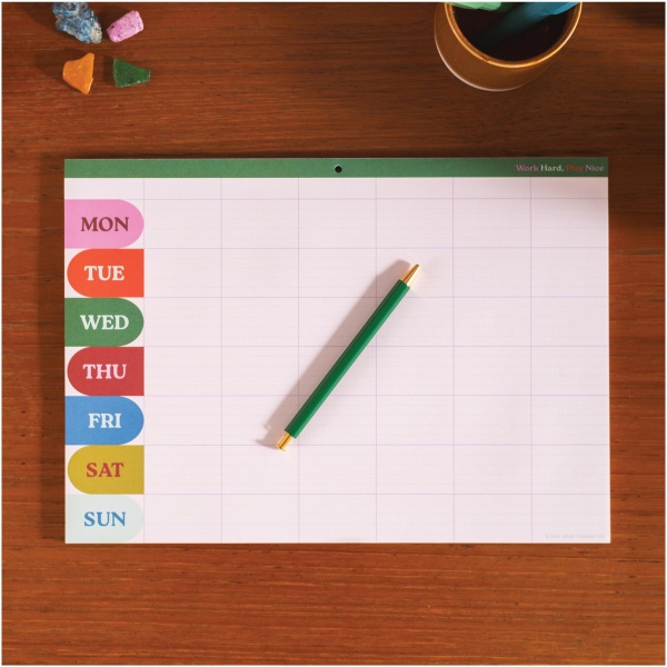 A4 Work Hard, Play Nice Weekly/Monthly Planner Pad - Image 5