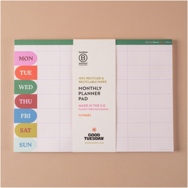 A4 Work Hard, Play Nice Weekly/Monthly Planner Pad - Image 2