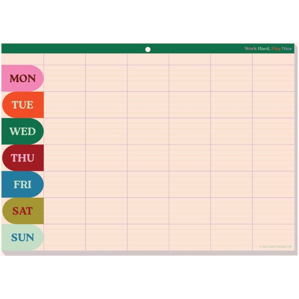 A4 Work Hard, Play Nice Weekly/Monthly Planner Pad - Image 4