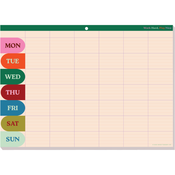 A4 Work Hard, Play Nice Weekly/Monthly Planner Pad
