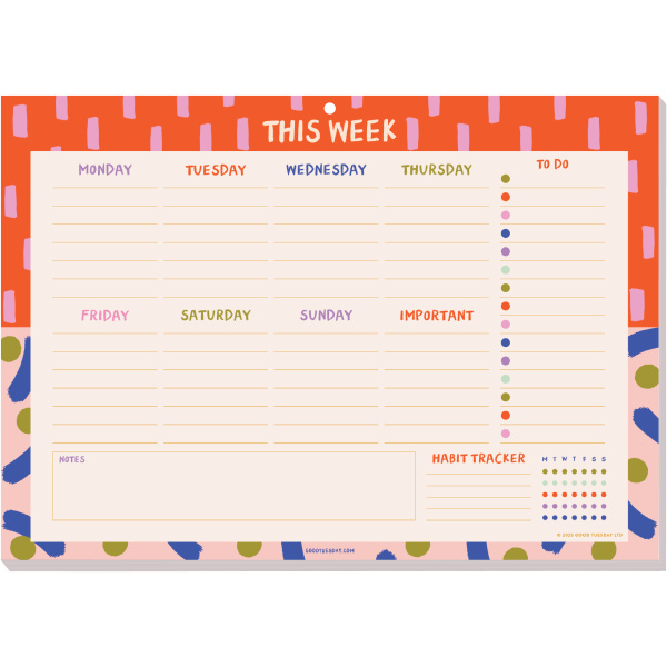 A4 Colour Flow Weekly Planner Pad