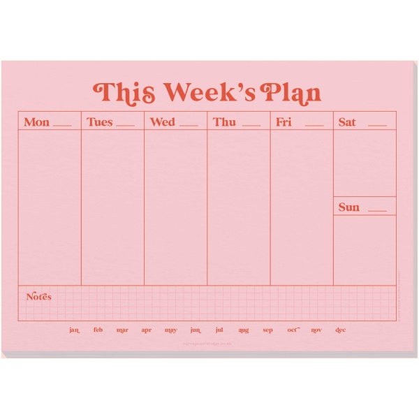 A4 Pink & Red Weekly Planner Pad - Image 5