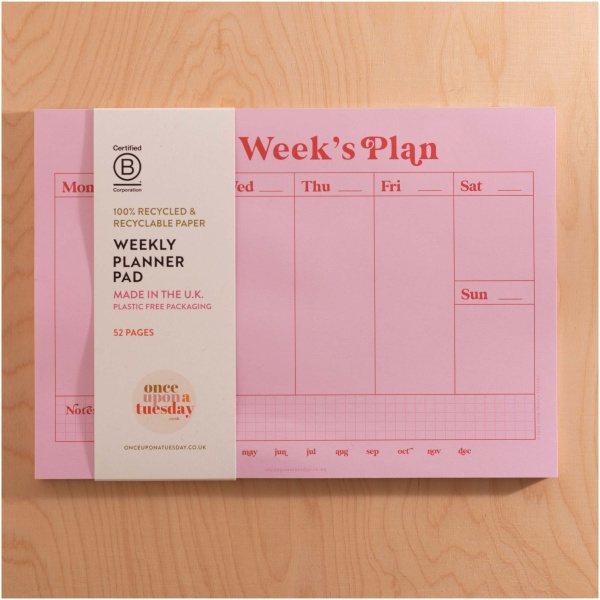 A4 Pink & Red Weekly Planner Pad - Image 2