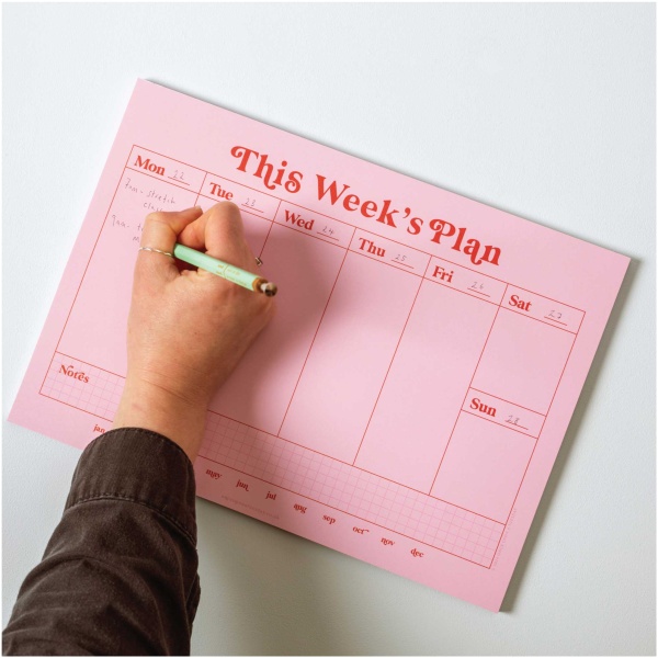A4 Pink & Red Weekly Planner Pad - Image 6