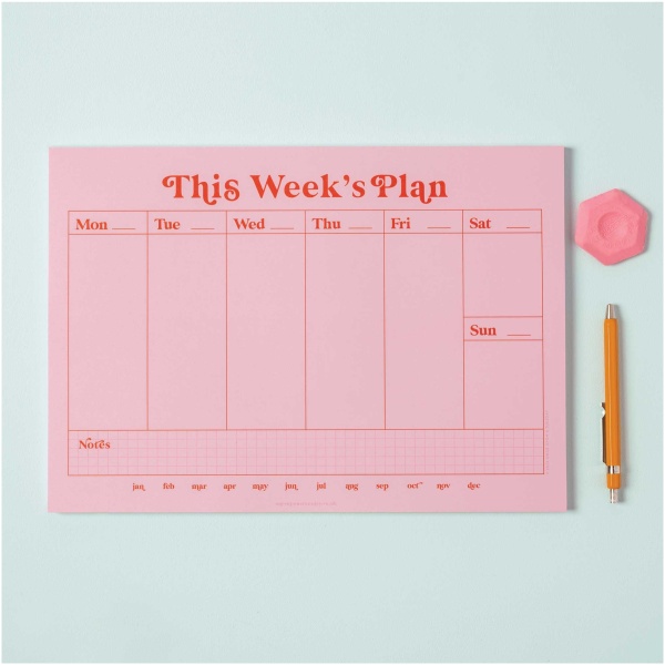 A4 Pink & Red Weekly Planner Pad - Image 4