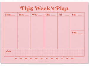 A4 Pink & Red Weekly Planner Pad