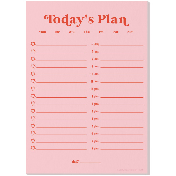 A5 Pink & Red Daily Planner Pad
