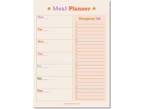 A5 Colourful Meal Planner and Shopping List