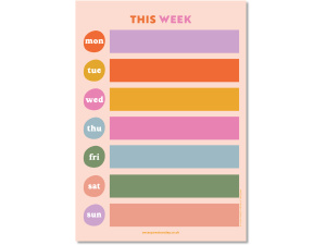 A4 Magnetic Weekly Fridge Planner - Colour Block