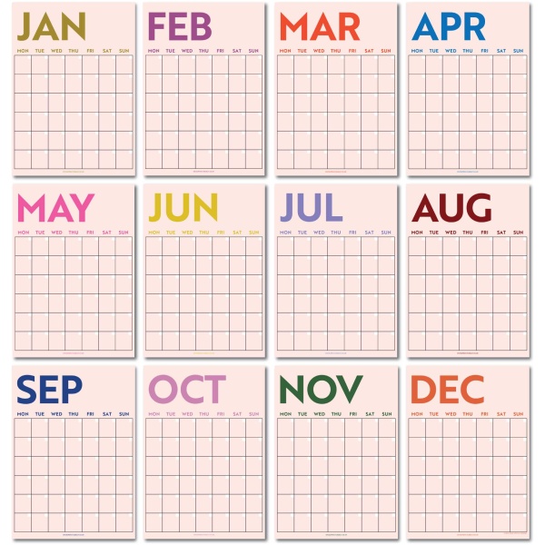 12x A3 Extra Large Simply Bright Wall Planner