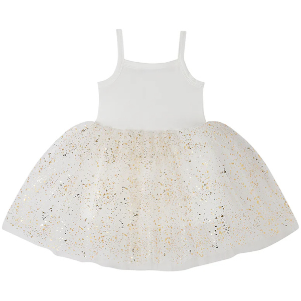 White & Gold Sparkle Dress