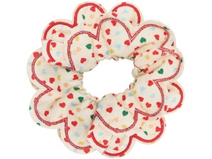 Heart Print Scalloped Scrunchie